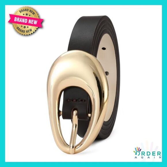 Genuine Leather Belt Gold Buckle Skinny Classic Elegant Women\'s Accessory main image 4